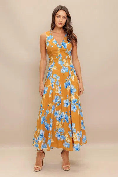 Truedames Skyblossom Rush Woven Midi Dress In Multi