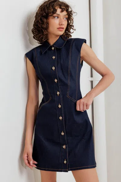 Truedames Sleek Craft Denim Mini Dress In Blue