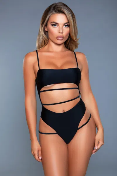 Truedames Sleek Venetia Swimsuit With Adjustable Strappy Detailing In Black