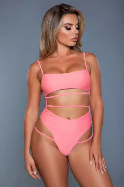 Truedames Sleek Venetia Swimsuit With Adjustable Strappy Detailing In Pink