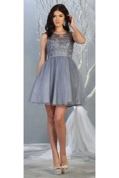 Truedames Sleeveless A-line Short Mesh Homecoming Dress In Gray