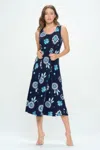 Truedames Sleeveless And Soft Round-neckline Long Dress In Blue