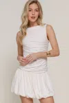 Truedames Sleeveless Boat Neck Voluminous Mini Dress In White