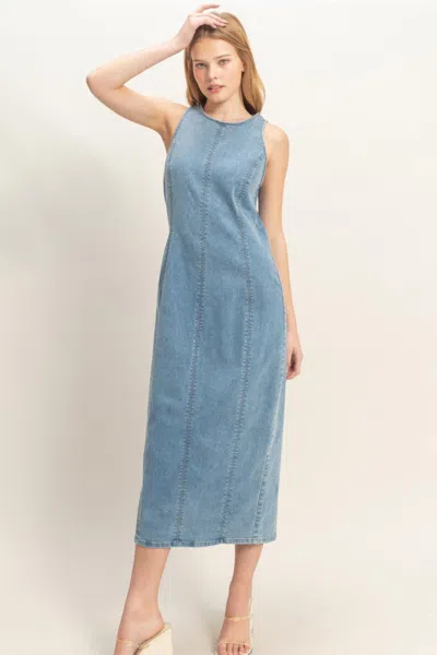 Truedames Sleeveless Denim Midi Dress In Blue
