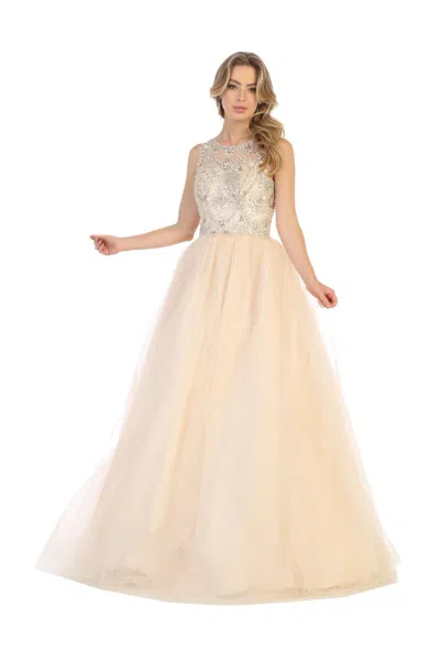Truedames Sleeveless Formal Pageant Ball Gown In Neutral