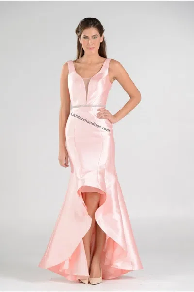 Truedames Sleeveless High Low Rhinestone Mikado Dress In Pink