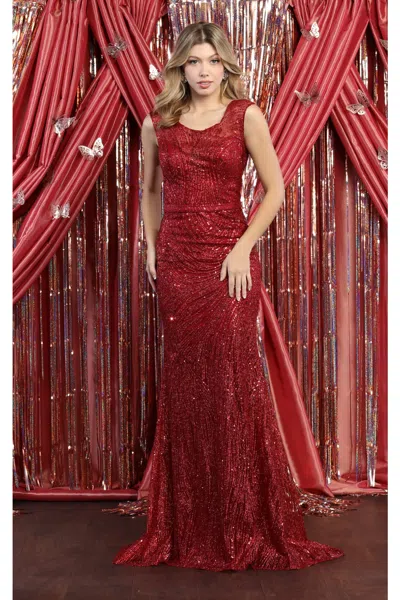 Truedames Sleeveless Plus Size Evening Gown In Red