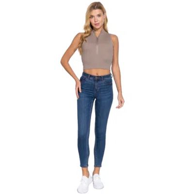 Truedames Sleeveless Rib Sweater Top W/zipper In Multi