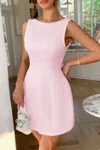 Truedames Sleeveless Ruffle Bowknot Back Fit Mini Dress In Pink