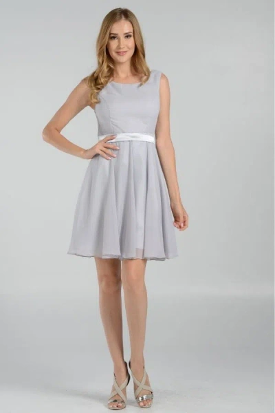 Truedames Sleeveless Short Chiffon Bridesmaid Party Dress In Silver