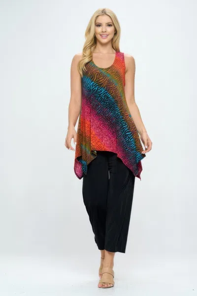 Truedames Sleeveless Side Drop Tunic In Multi