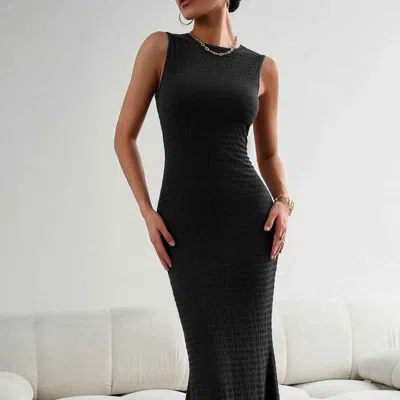 Truedames Sleeveless Tights Fashion Elegant Women's Slim Fit Women's Sleeveless Pleated Maxi Dress In Black