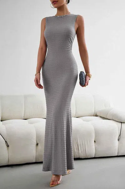Truedames Sleeveless Tights Fashion Elegant Women's Slim Fit Women's Sleeveless Pleated Maxi Dress In Grey