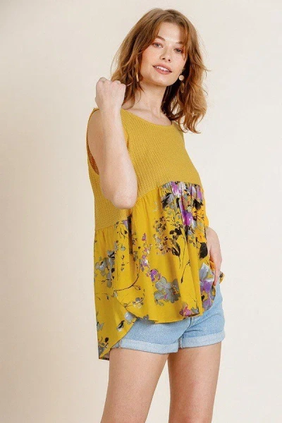 Truedames Sleeveless Waffle Knit Round Neck Tank Top In Multi