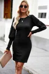 Truedames Slim Fit Rhombus Pattern Slim Wrap Hip Knit Dress In Black