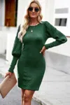 Truedames Slim Fit Rhombus Pattern Slim Wrap Hip Knit Dress In Green