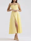 Truedames Slit Sleeveless Zip Back Midi Dress In Yellow