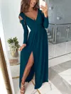 Truedames Slit Surplice Cold Shoulder Maxi Dress In Green