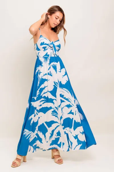 Truedames Slow Mornings Navy Woven Maxi Dress In Multi