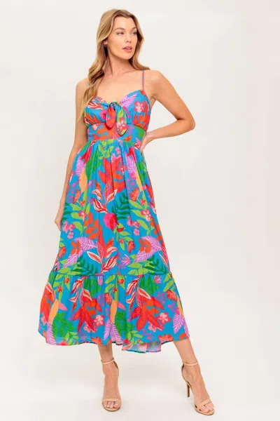 Truedames Slow Motion Love Woven Midi Dress In Multi