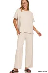 Truedames Slub Short Sleeve T-shirt And Pants Set In Neutral