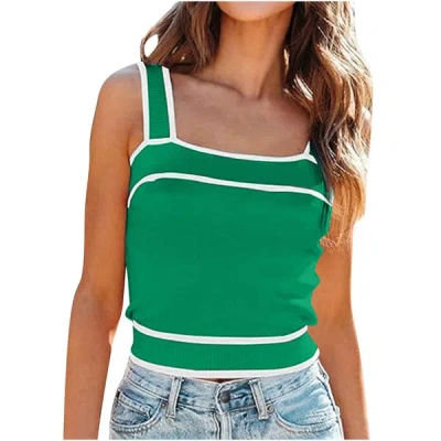 Truedames Small Suspender Vest, Sexy Inside And Outside, Sleeveless Bottom Color Matching Top For Women In Green