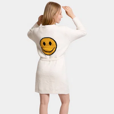Truedames Smile Accented Side Pocket Belt Robe In White