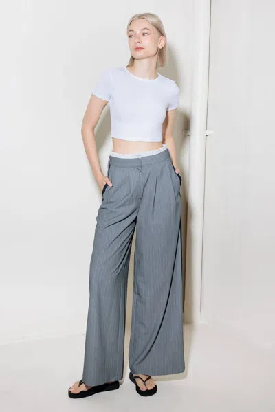 Truedames Smile Bright In Grey Woven Pants In Gray