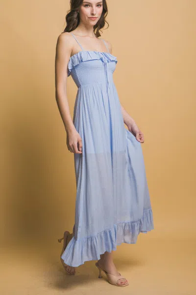 Truedames Smocked Ruffle Maxi Dress In Blue