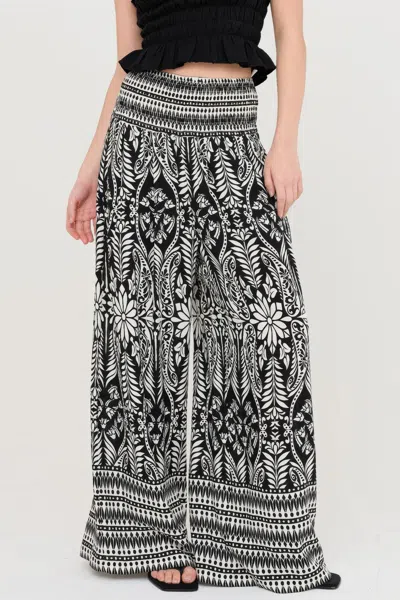 Truedames Smocked Waist Floral Pants In Multi