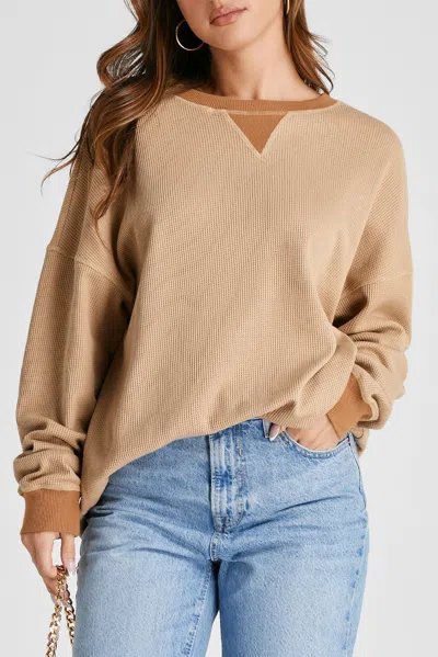 Truedames Smoke Gray Thermal Pullover Loose Sweatshirt In Neutral