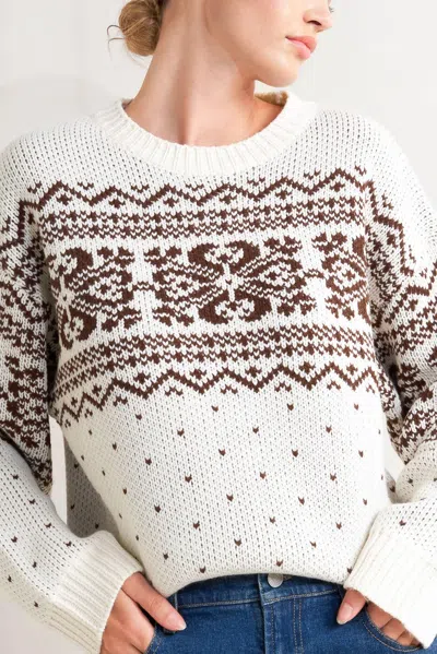 Truedames Snowflake Glam Pullover Sweater Top In White