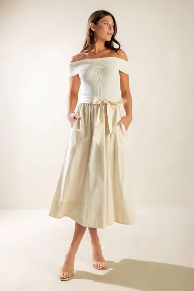 Truedames Social Season Off Shoulder Midi Dress In White