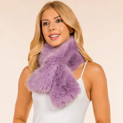 Truedames Soft Faux Fur Plush Wrap Scarf In Purple