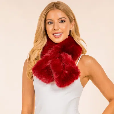 Truedames Soft Faux Fur Plush Wrap Scarf In Red