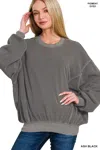 Truedames Soft Fleece Pigment Dye Pullover In Gray