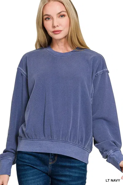 Truedames Soft Fleece Pigment Dye Round Neck Pullover In Multi