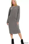 Truedames Soft Fleece Pigment Dye Sweatshirts Dress In Gray