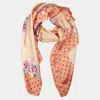 Truedames Soft Floral Blush Pattern Printed Oblong Silky Satin Scarf Shawl In Pink