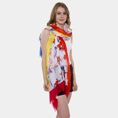 Truedames Soft Floral Print Oblong Scarf In Red