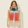 Truedames Soft Fuzzy Oversized Striped Fringe Scarf In Multi