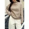 Truedames Soft Knit Roll Neck Long Sleeves Sweater In Brown