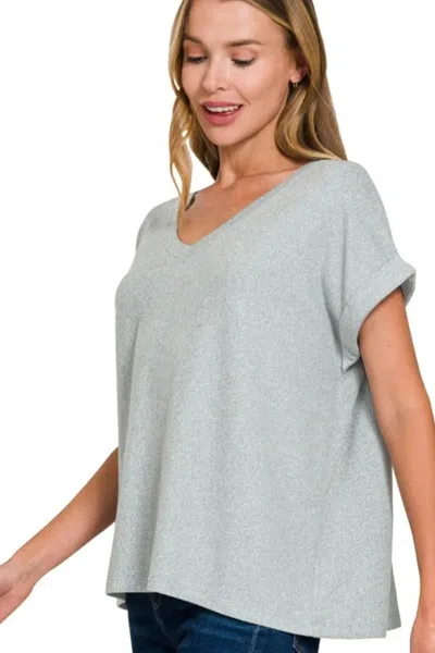 Truedames Soft Melange Hacci V-neck Tee In Gray