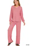 Truedames Soft Melange Long Sleeve Tee & Pants Set In Multi