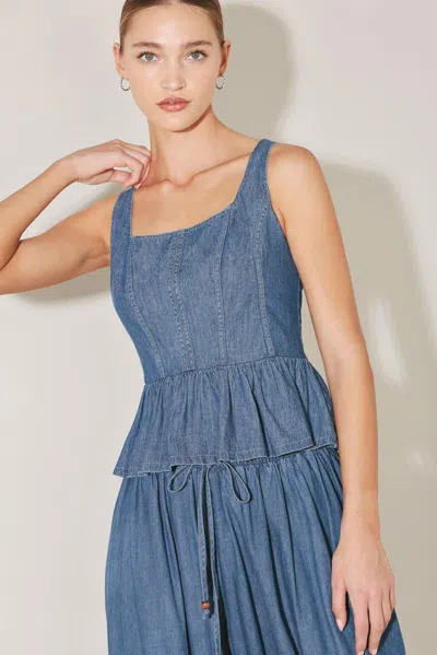 Truedames Soft Rebel Volume Woven Top In Blue
