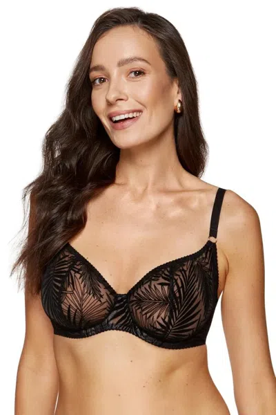 Truedames Soft Sheer Plunge Underwire Bra In Black