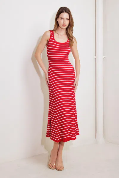 Truedames Soft Side Of Red Knit Midi Dress In Multi