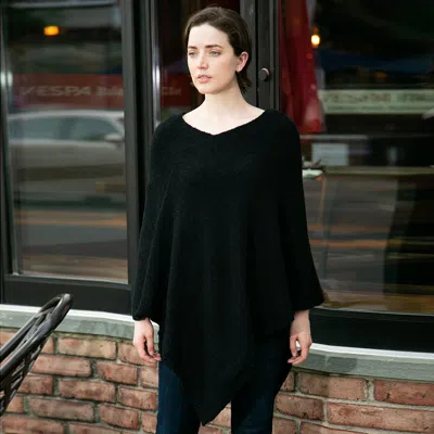 Truedames Soft Solid Poncho In Black