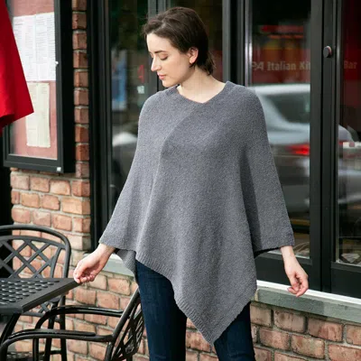 Truedames Soft Solid Poncho In Gray