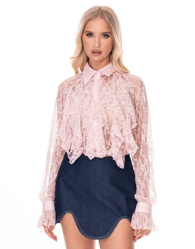 Truedames Soft Touch Lace T-shirt In Pink